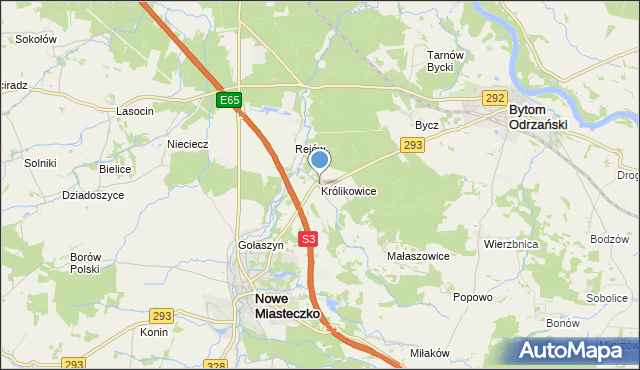 mapa Królikowice, Królikowice gmina Bytom Odrzański na mapie Targeo
